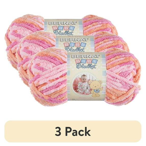 (1 pack) Bernat® Baby Blanket™ #6 Super Bulky Polyester Yarn, Peachy 3.5oz/100g, 72 Yards