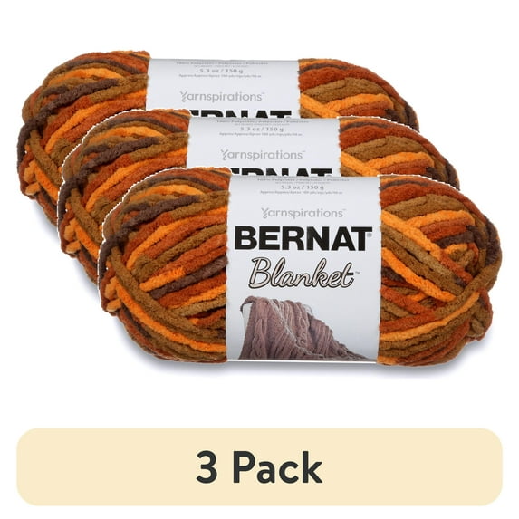 (3 pack) Bernat® Blanket™ #6 Super Bulky Polyester Yarn, Fall Leaves 5.3oz/150g, 108 Yards