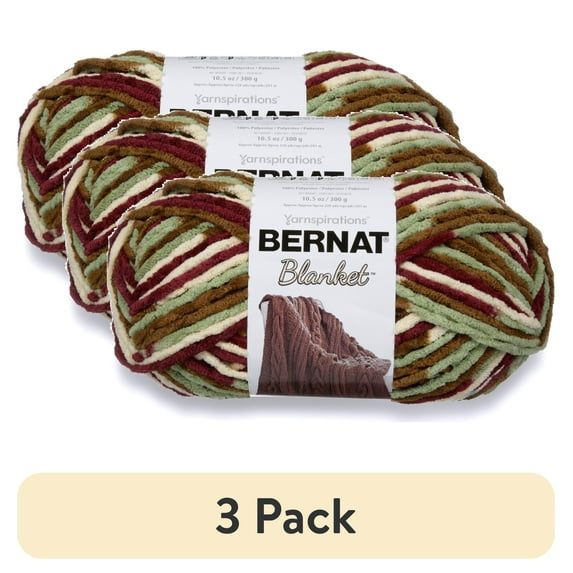 (3 pack) Bernat® Blanket™ #6 Super Bulky Polyester Yarn, Plum Fields 10.5oz/300g, 220 Yards