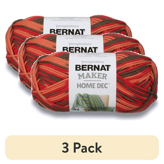 (3 pack) Bernat® Maker Home Dec™ #5 Bulky Cotton-Nylon Yarn, Spice Varg 8.8oz/250g, 317 Yards