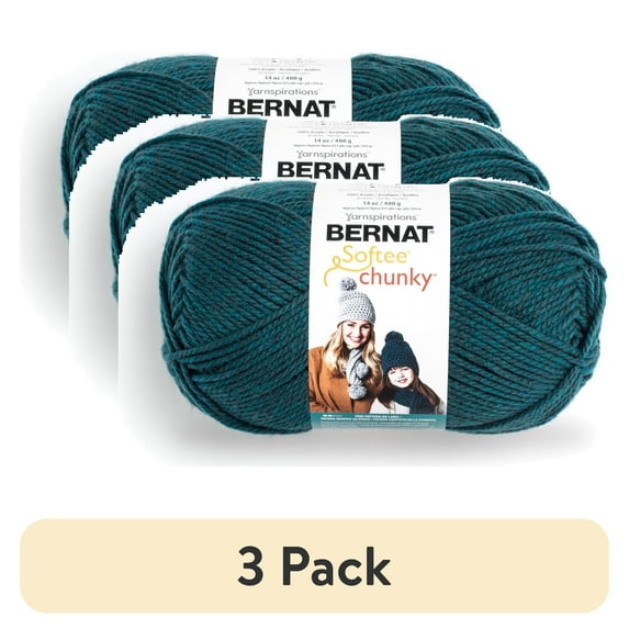 (3 pack) Bernat® Softee Chunky BB™ #6 Super Bulky Acrylic Yarn, Teal 14oz/400g 431 Yards