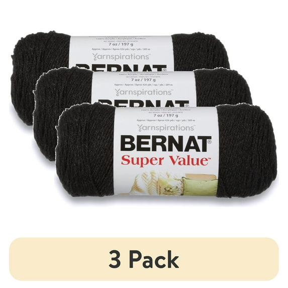 (3 pack) Bernat® Super Value™ #4 Worsted (Medium) Acrylic Yarn, Dark Gray 7oz/197g 440 Yards