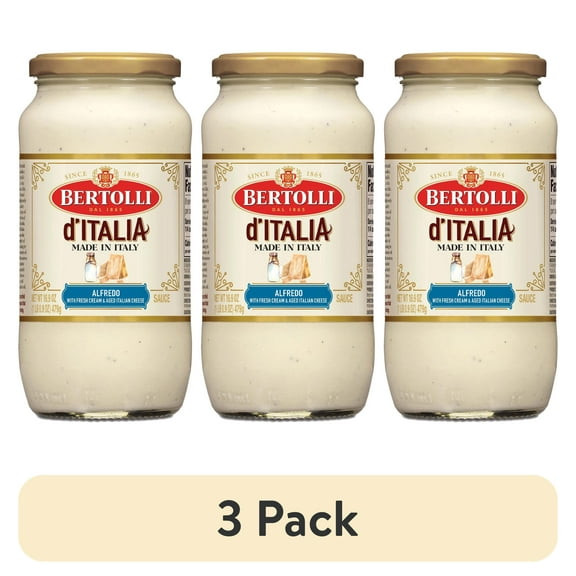 (3 pack) Bertolli d'Italia Classic Alfredo Sauce, Italian Pasta Sauce, 16.9 oz