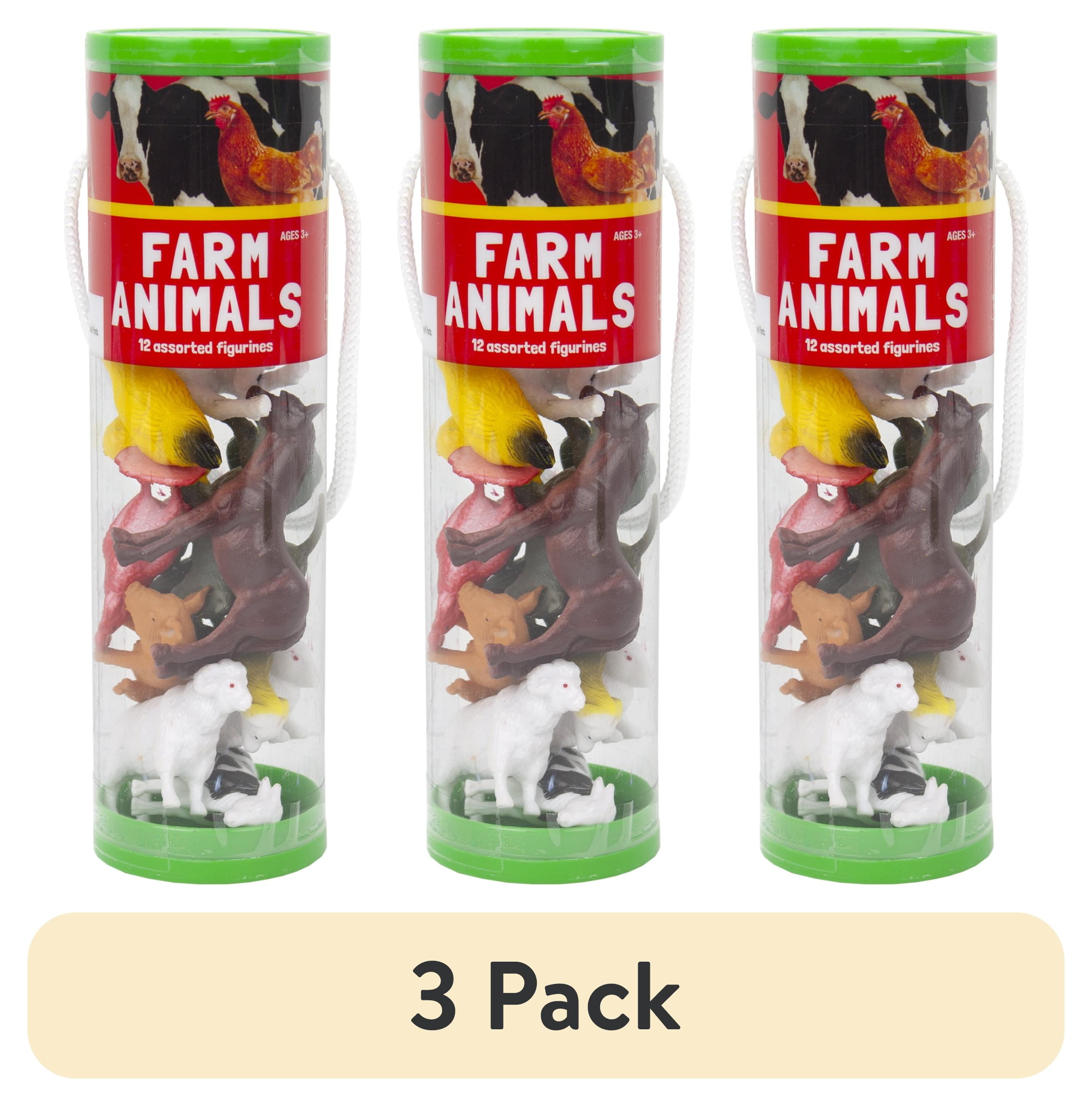 (3 pack) Best Brands Small Brown Toy Figurines Realistic Farm Animals Great for Learning Farm Animals. (12 count)