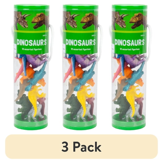 (3 pack) Best Brands Small Colorful Toy Figurines Realistic Dinosaurs Great for Learning Dinosaurs. Decorative Figurine. (12 count)