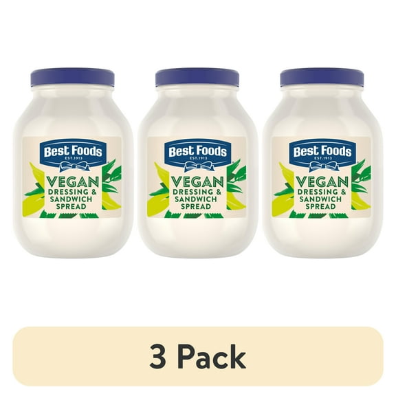 (3 pack) Best Foods Vegan Spread, Plant Based, Free From Eggs, Gluten Free, 1 Gallon, 128 oz