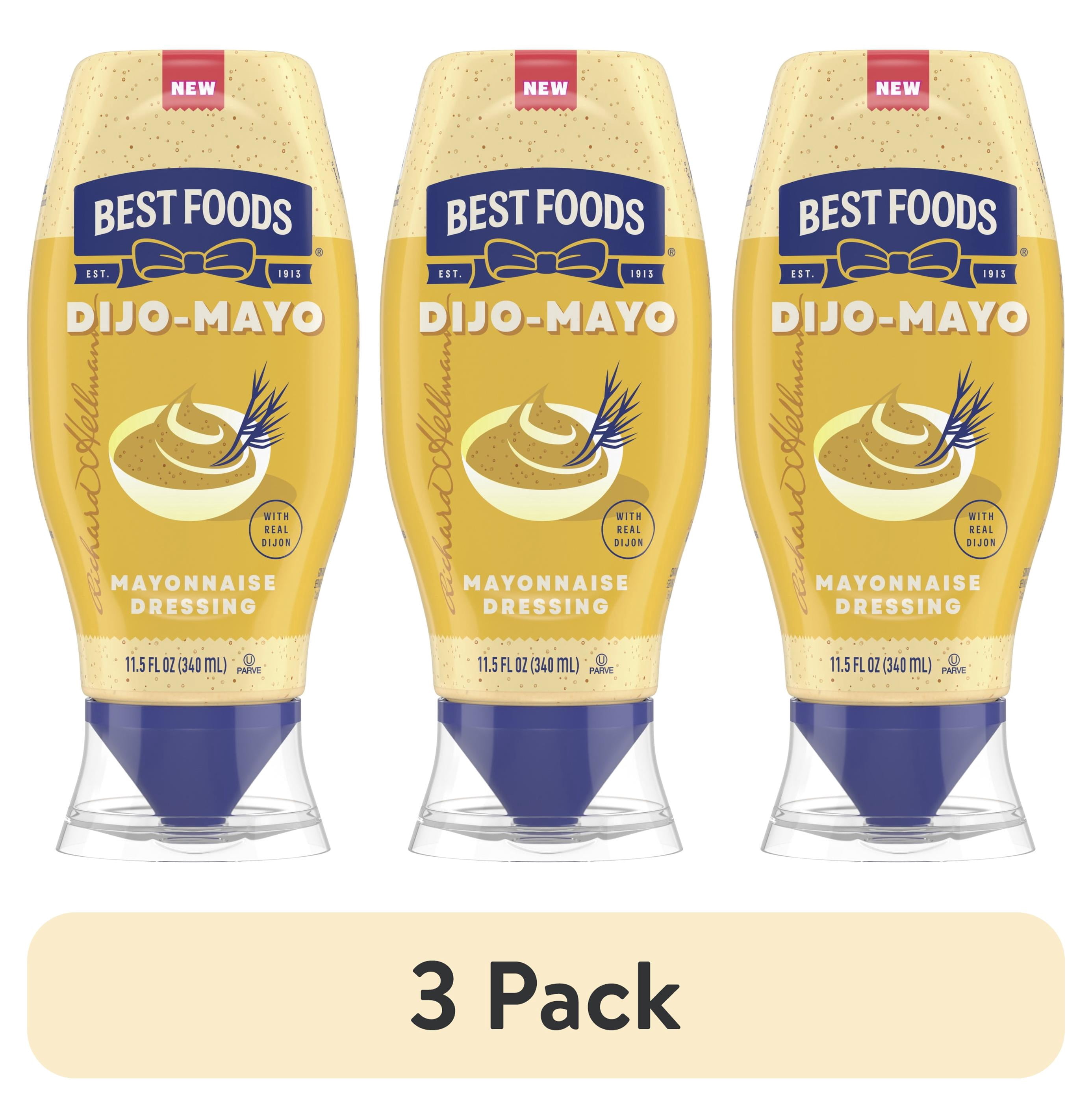 (3 pack) Best Foods Dijo-Mayo Smooth & Savory Mayonnaise Dressing for Sandwiches, Burgers & More, Mayo Dressing with Real Dijon, 11.5 fl oz Bottle