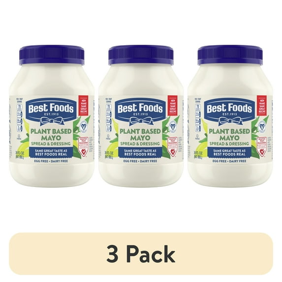 (3 pack) Best Foods Plant Based Mayonnaise Spread & Dressing, 30 oz