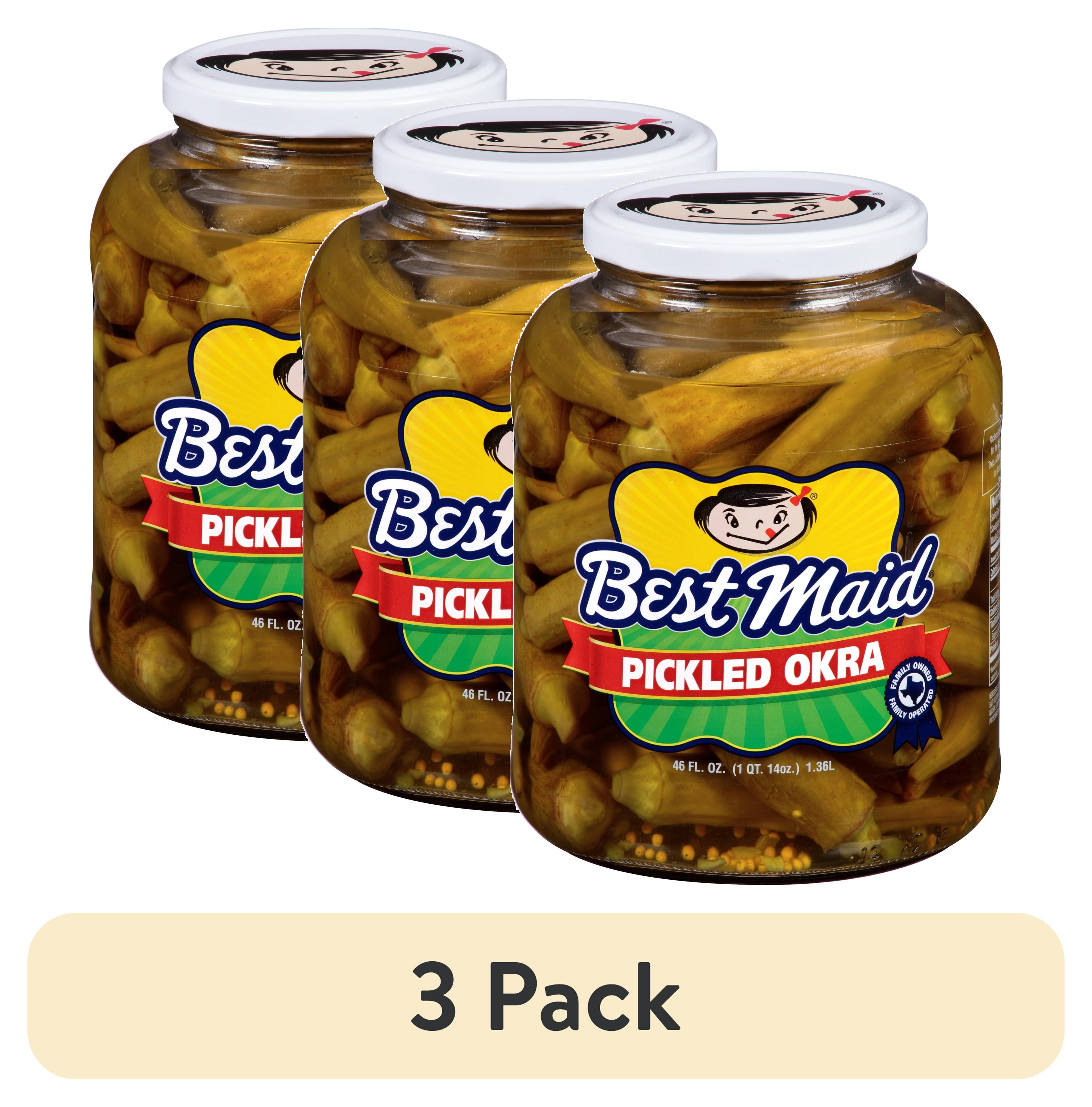 (3 pack) Best Maid Products Pickled Okra, 46oz Glass Jar, Kosher Certified.