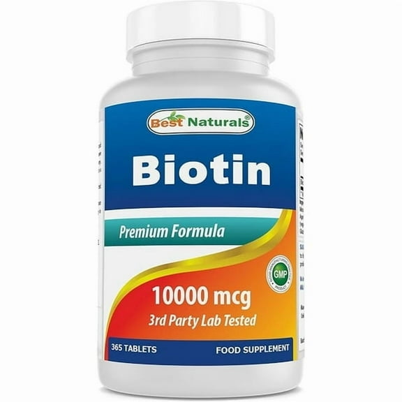 (3 pack) Best Naturals Best Naturals Biotin 10 mg (10,000 Mcg) 365 Tablets | (Vitamin B7 Supplement)