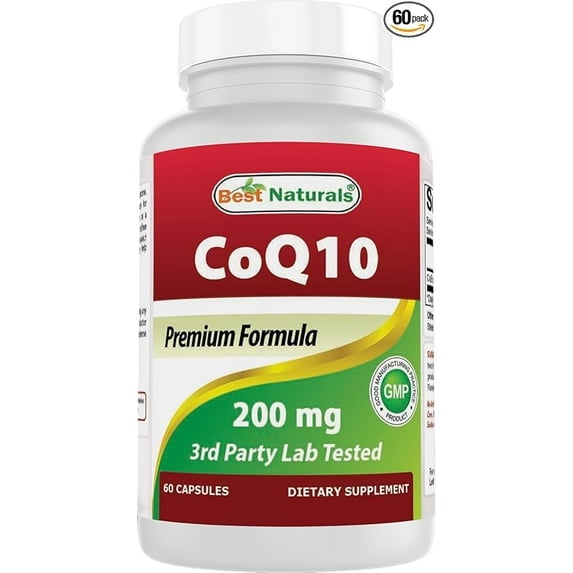 (3 pack) Best Naturals Ubiquinone Antioxidant Dietary Supplement, COQ10 200 mg, 60 Capsules