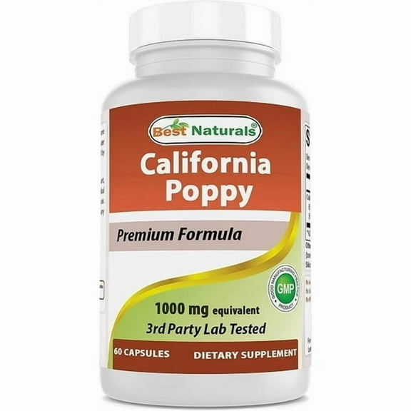 (3 pack) Best Naturals California Poppy 1000 mg Equivalent - 60 Capsules