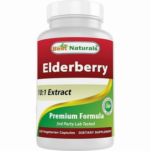 (3 pack) Best Naturals Elderberry Sambucus Nigra 5000mg Equivalent 120 Vegetarian Capsules