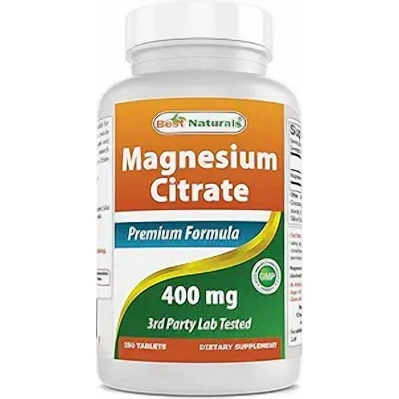 (3 pack) Best Naturals Magnesium Citrate 400mg 250 Tablets