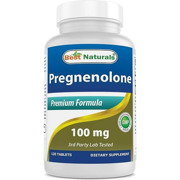 (3 pack) Best Naturals Pregnenolone 100 mg Tablets, Gluten-Free Hormone Supplement, 120 Count, Non-GMO