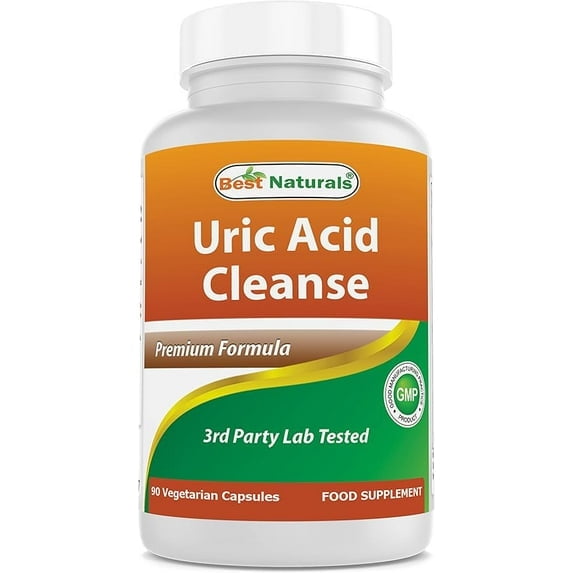 (3 pack) Best Naturals Uric Acid Cleanse Vitamins for Men and Women 90 Vegetarian Capsules