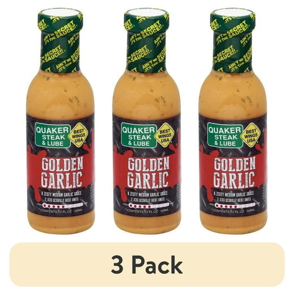 (3 pack) Best Wings USA Quaker Steak & Lube, Golden Garlic Sauce, 12 fl oz