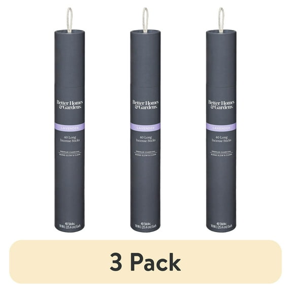 (3 pack) Better Homes & Gardens 10” Premium Charcoal Incense Sticks, Lavender, 40 Pack