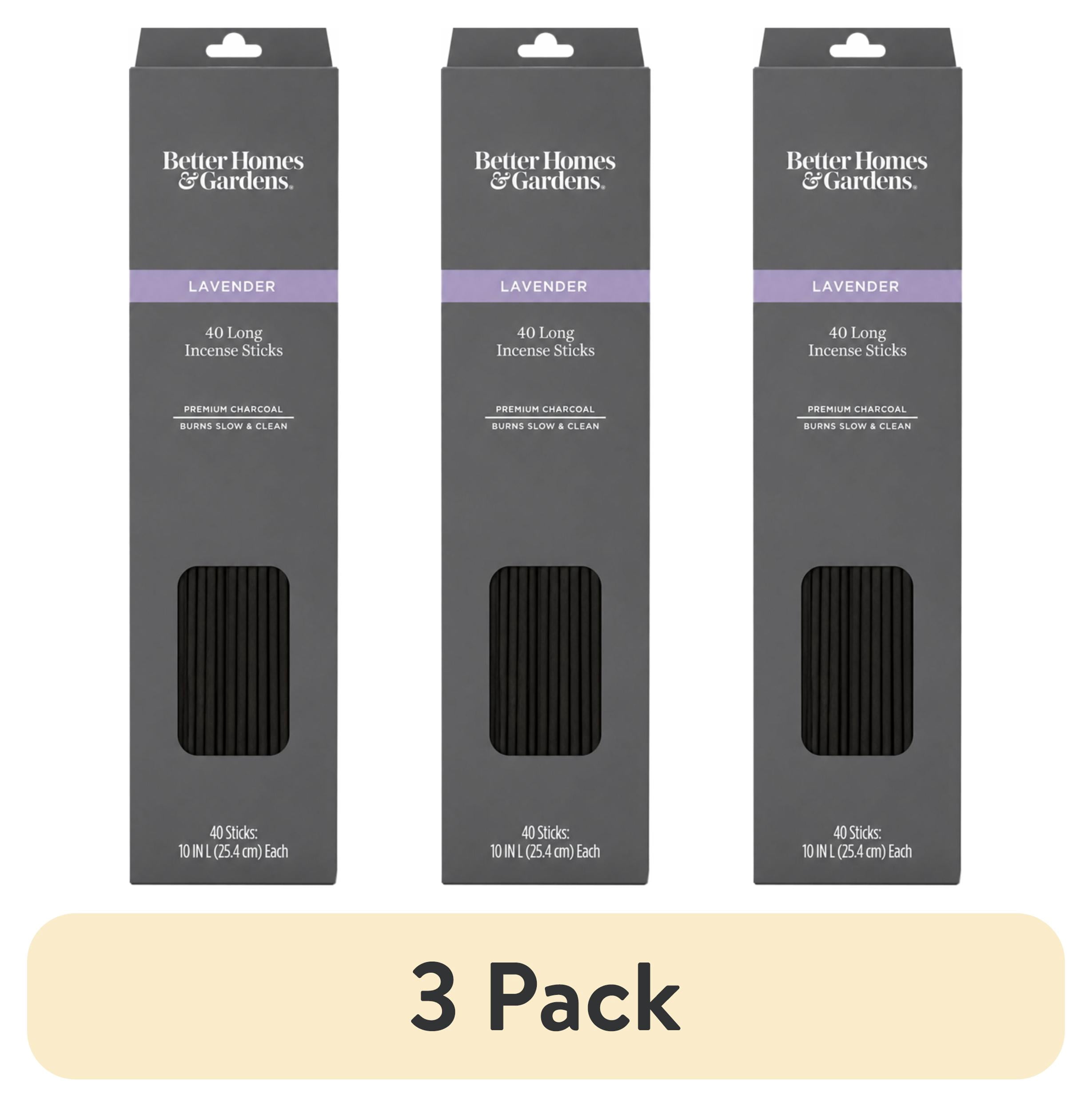 (3 pack) Better Homes & Gardens 10” Premium Charcoal Incense Sticks, Lavender, 40 Pack