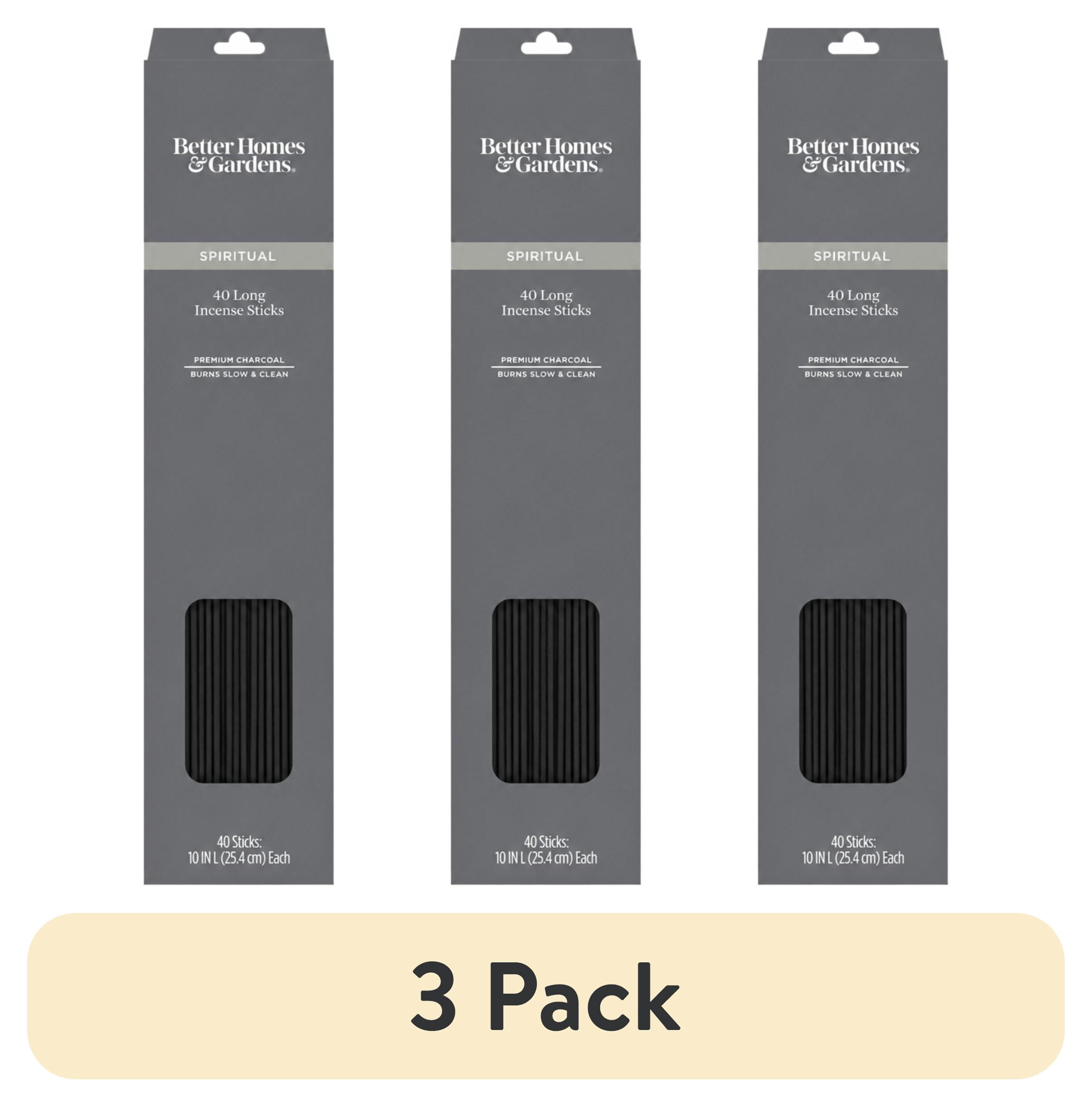 (3 pack) Better Homes & Gardens 10” Premium Charcoal Incense Sticks, Spiritual, 40 Pack