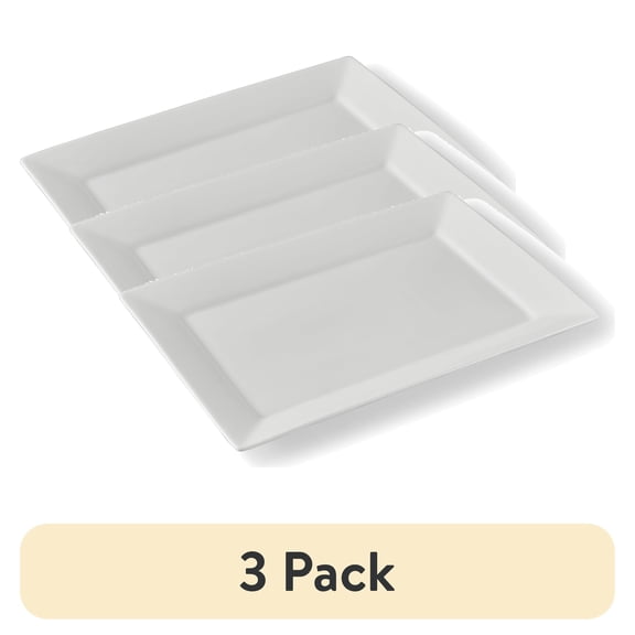 (3 pack) Better Homes & Gardens 10" x 14" White Porcelain Serving Platter