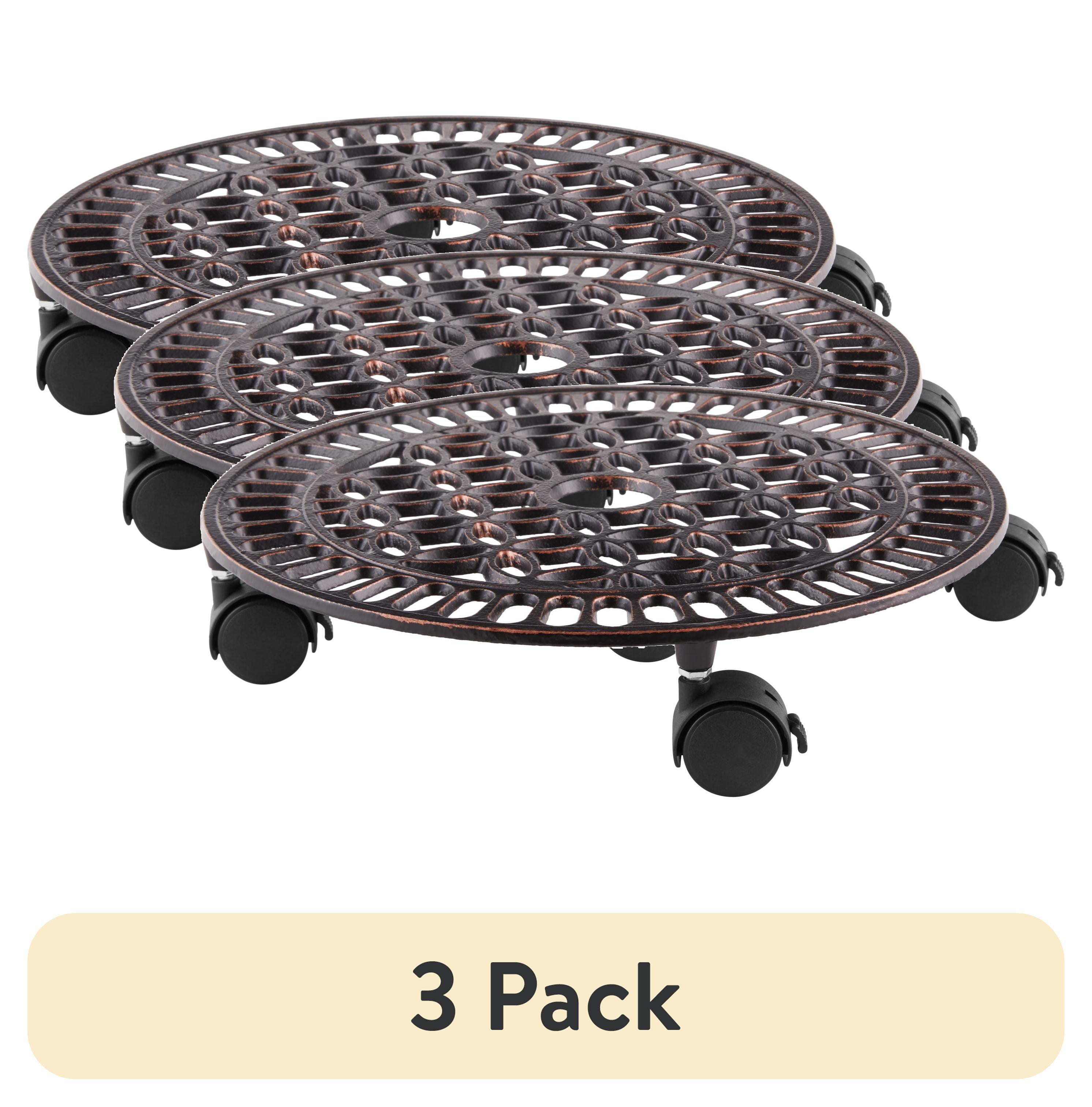(3 pack) Better Homes & Gardens 14in Brown Cast Iron Plant Caddy