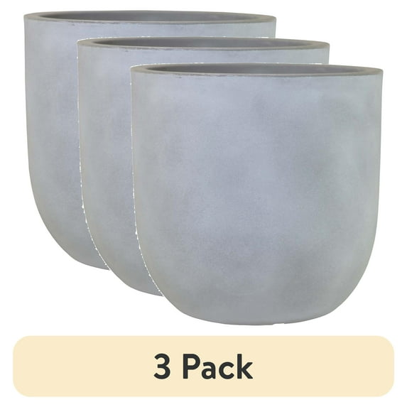 (3 pack) Better Homes & Gardens 14in Mosswood Resin Planter, Gray