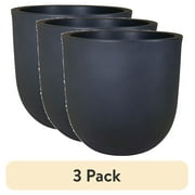 (3 pack) Better Homes & Gardens 18in Mosswood Resin Planter, Matte Black