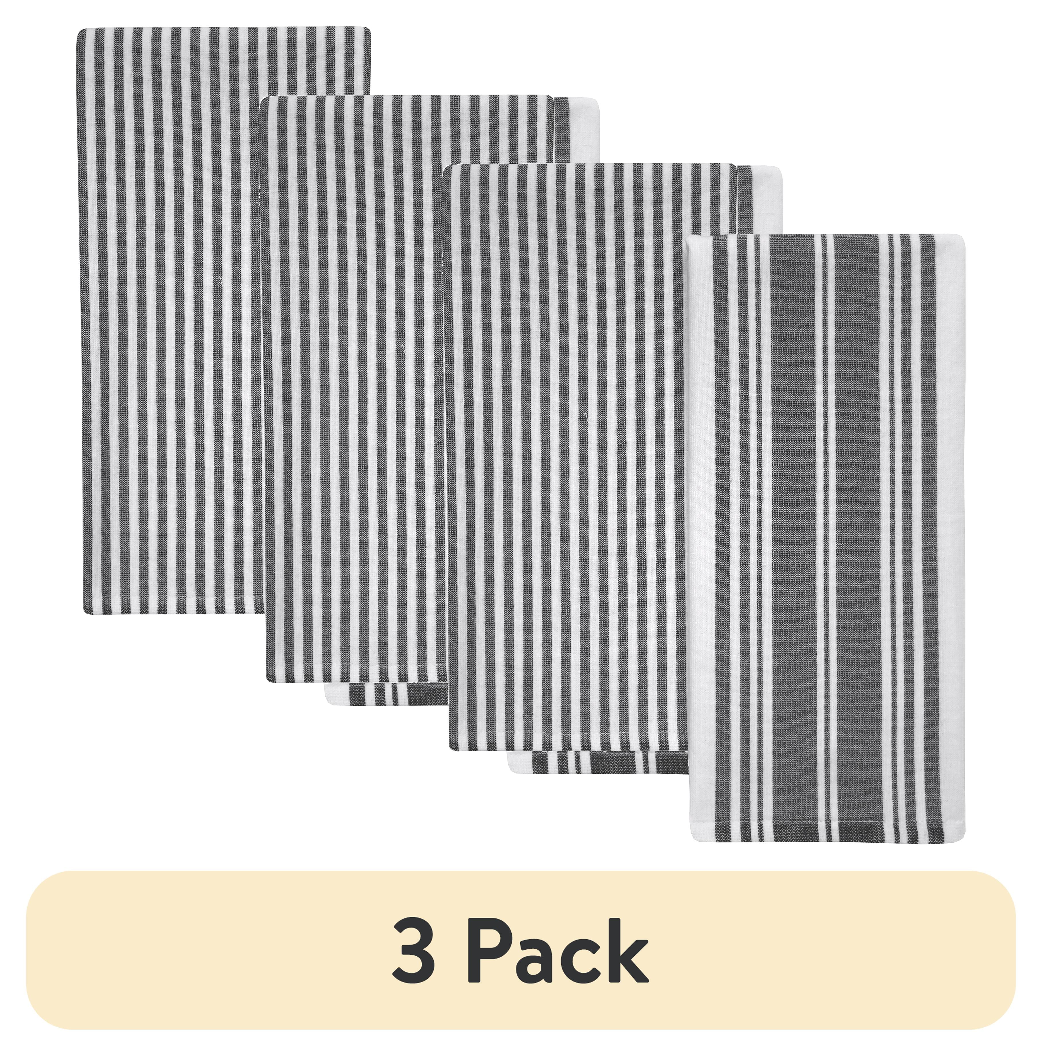 (3 pack) Better Homes & Gardens Kitchen Towels, 2 Pack, Rich Black