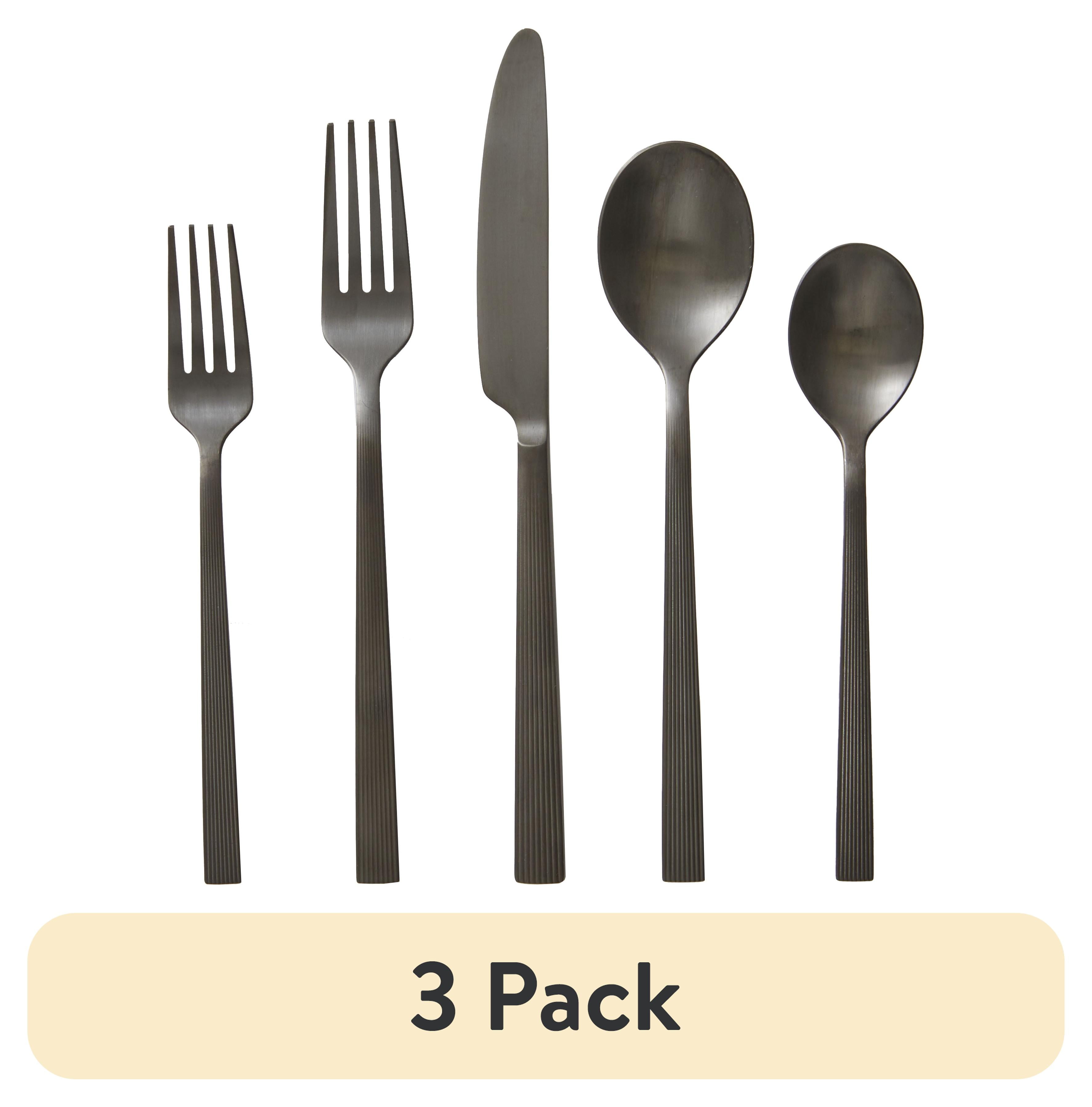 (3 pack) Better Homes & Gardens 20-Piece Black Stainless Steel Flatware Set (Service for 4)
