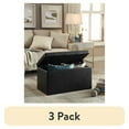 thumbnail interactive-video image 1 of (3 pack) Better Homes & Gardens 30" Hinged Storage Ottoman, Black Faux Leather, 1 of 8