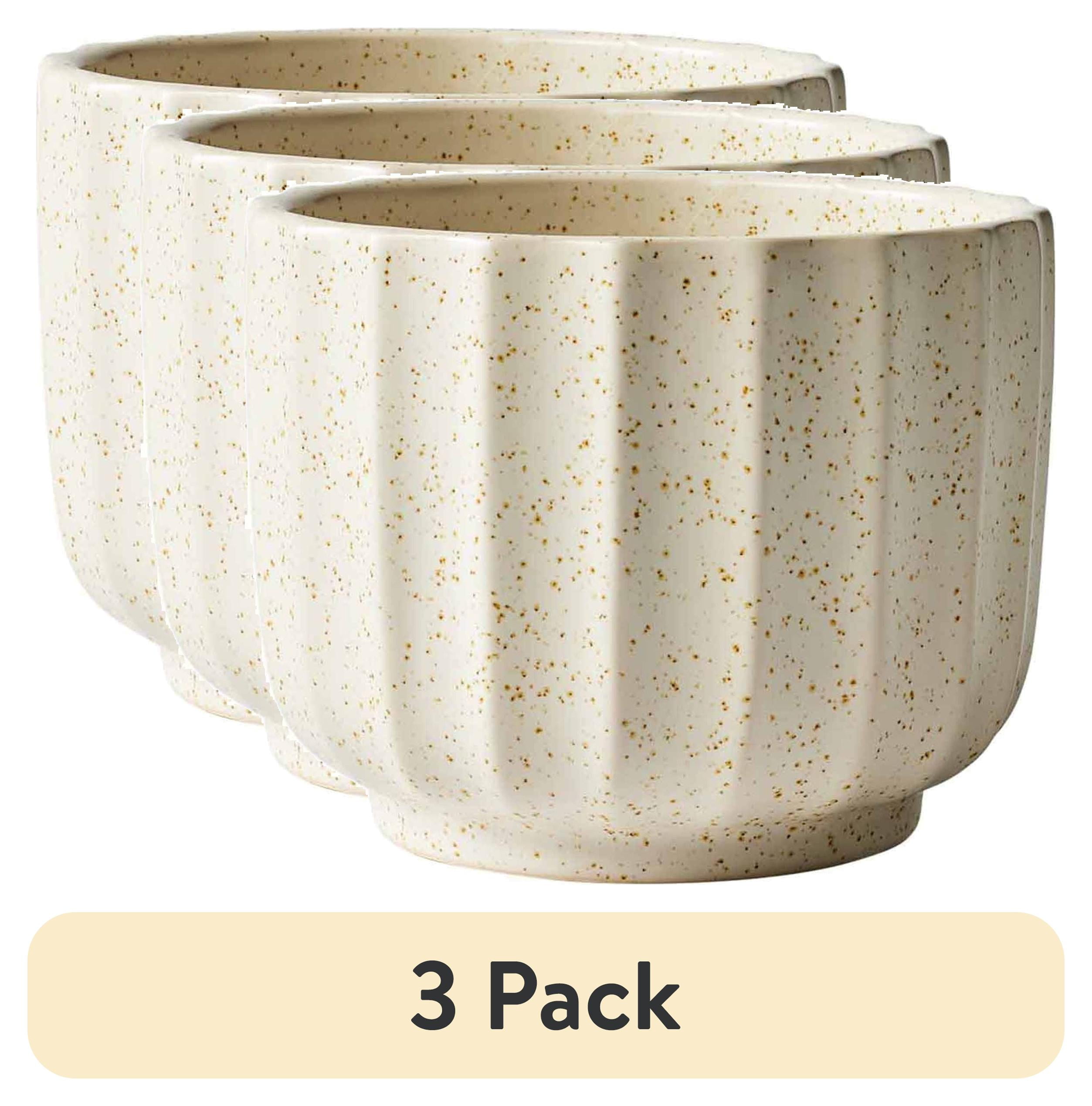 (3 pack) Better Homes & Gardens 4.5" Speckled Ribbed Ceramic Vase, Cream White, 1 - Piece