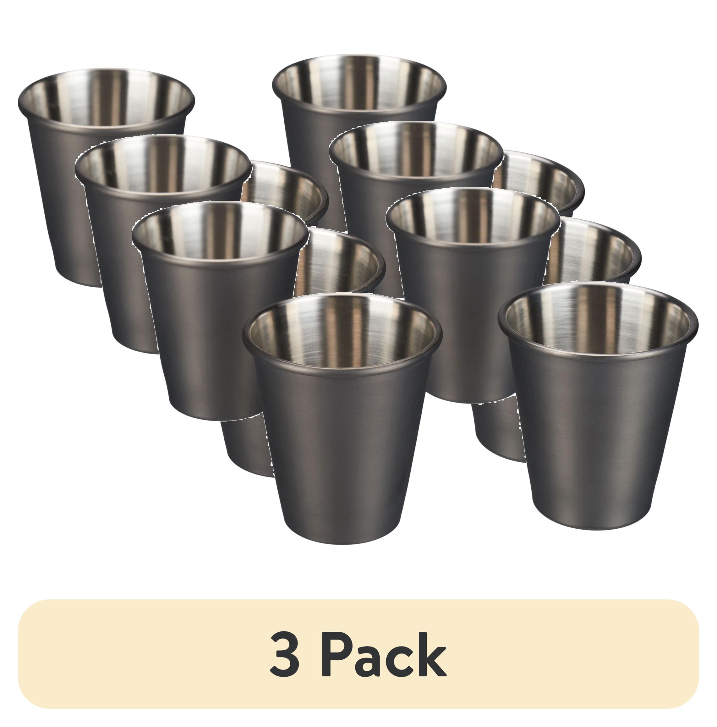 (3 pack) Better Homes & Gardens 4-Count Stainless Steel Shot Glasses in Black Gunmetal Finish