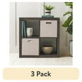 thumbnail interactive-video image 1 of (3 pack) Better Homes & Gardens 4 Cube Storage Organizer, Tobacco Oak, 1 of 14