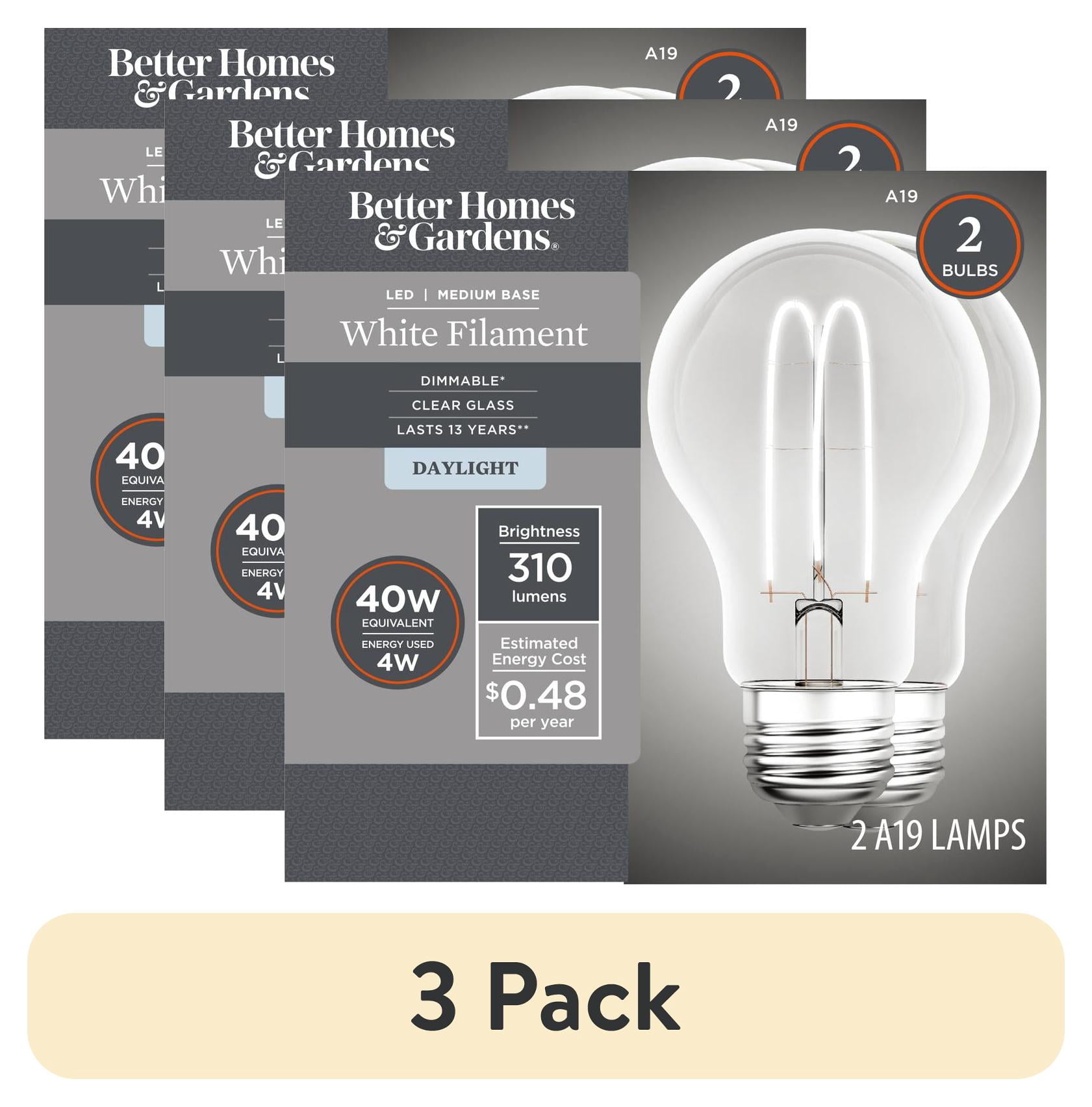 (3 pack) Better Homes & Gardens 4-Watts (40W Equivalent) Daylight ...