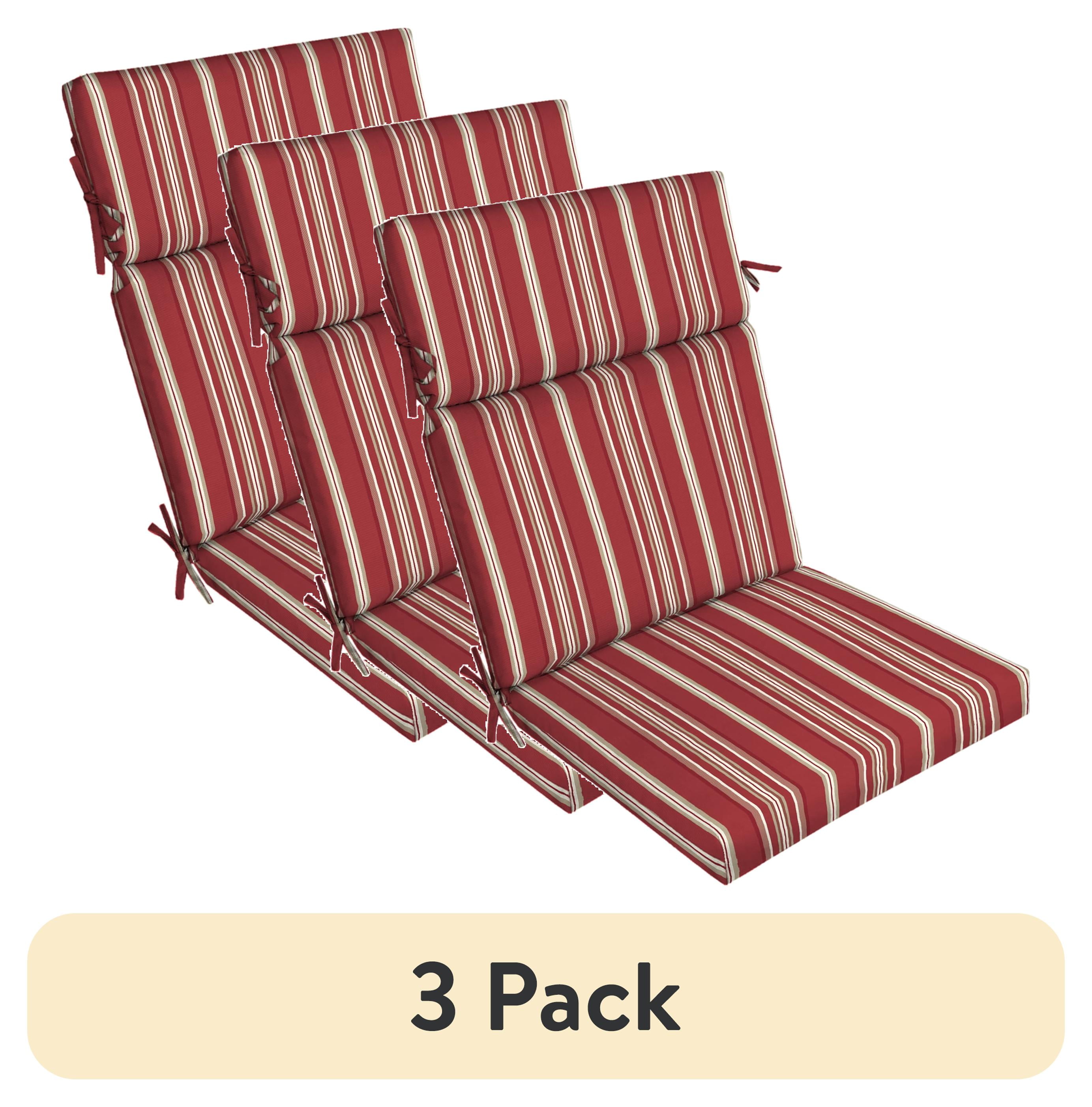 (3 pack) Better Homes & Gardens 44" L x 21" W Red Stripe 1 Piece Rectangle Outdoor Chair Cushion