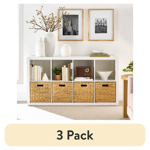 (3 pack) Better Homes & Gardens 8 Cube Storage Organizer, White Texture