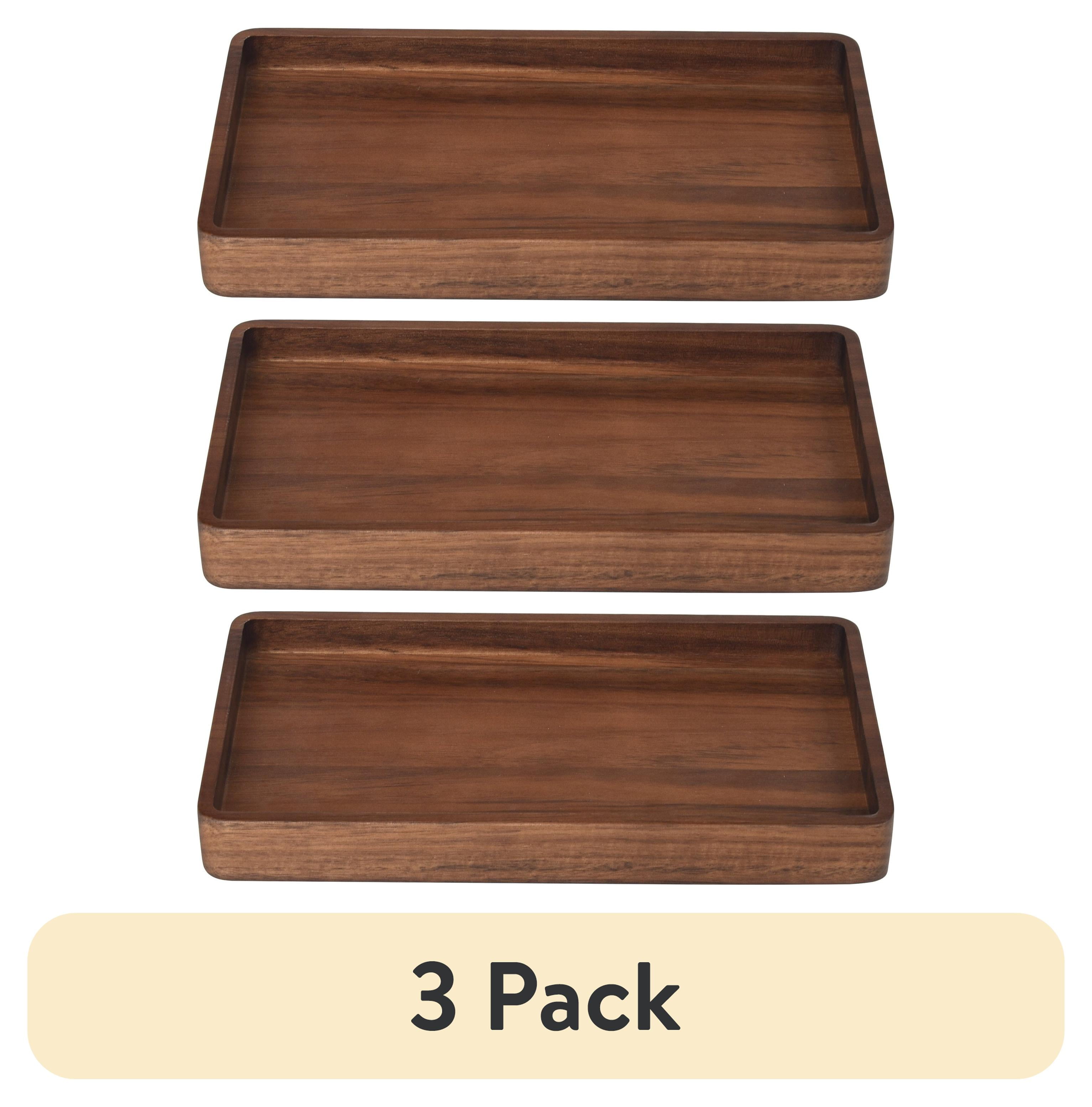 3 pack) Better Homes & Gardens Acacia Wood Tray Organizer, Walnut