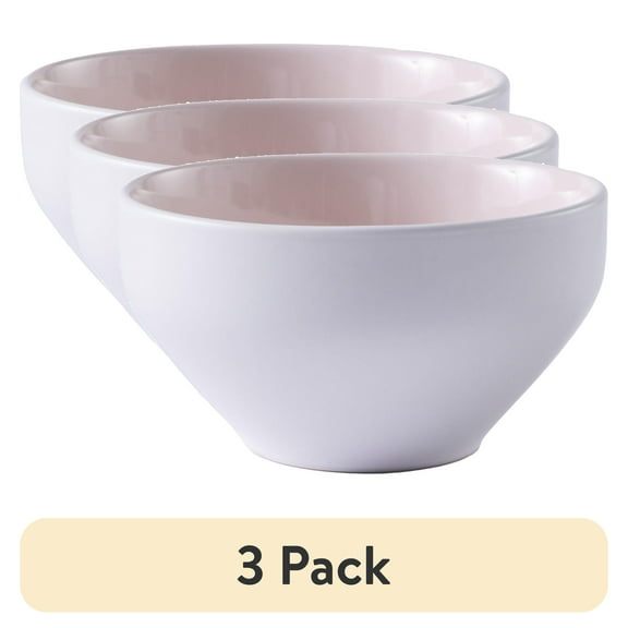 (3 pack) Better Homes & Gardens Blush Vivian Stoneware Cereal Bowl