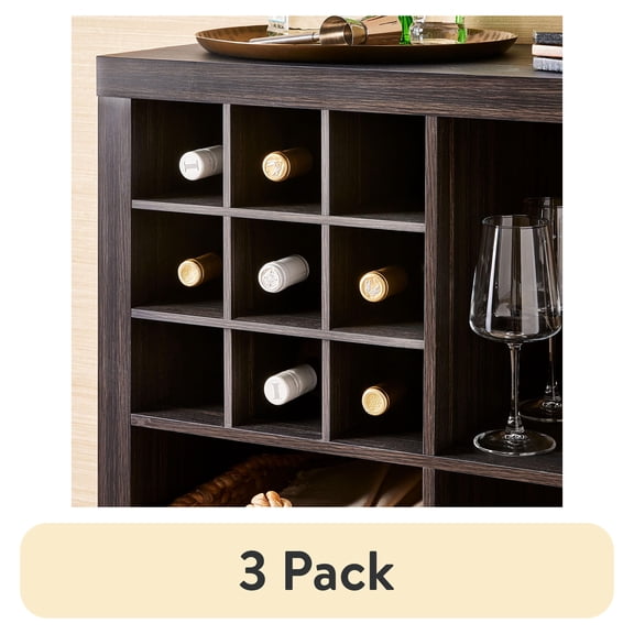 (3 pack) Better Homes & Gardens Bottle Storage Insert for Cube Organizers, Tobacco Oak