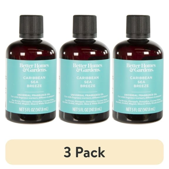(3 pack) Better Homes & Gardens Caribbean Sea Breeze Scented Universal Fragrance Oil, 5 fl oz