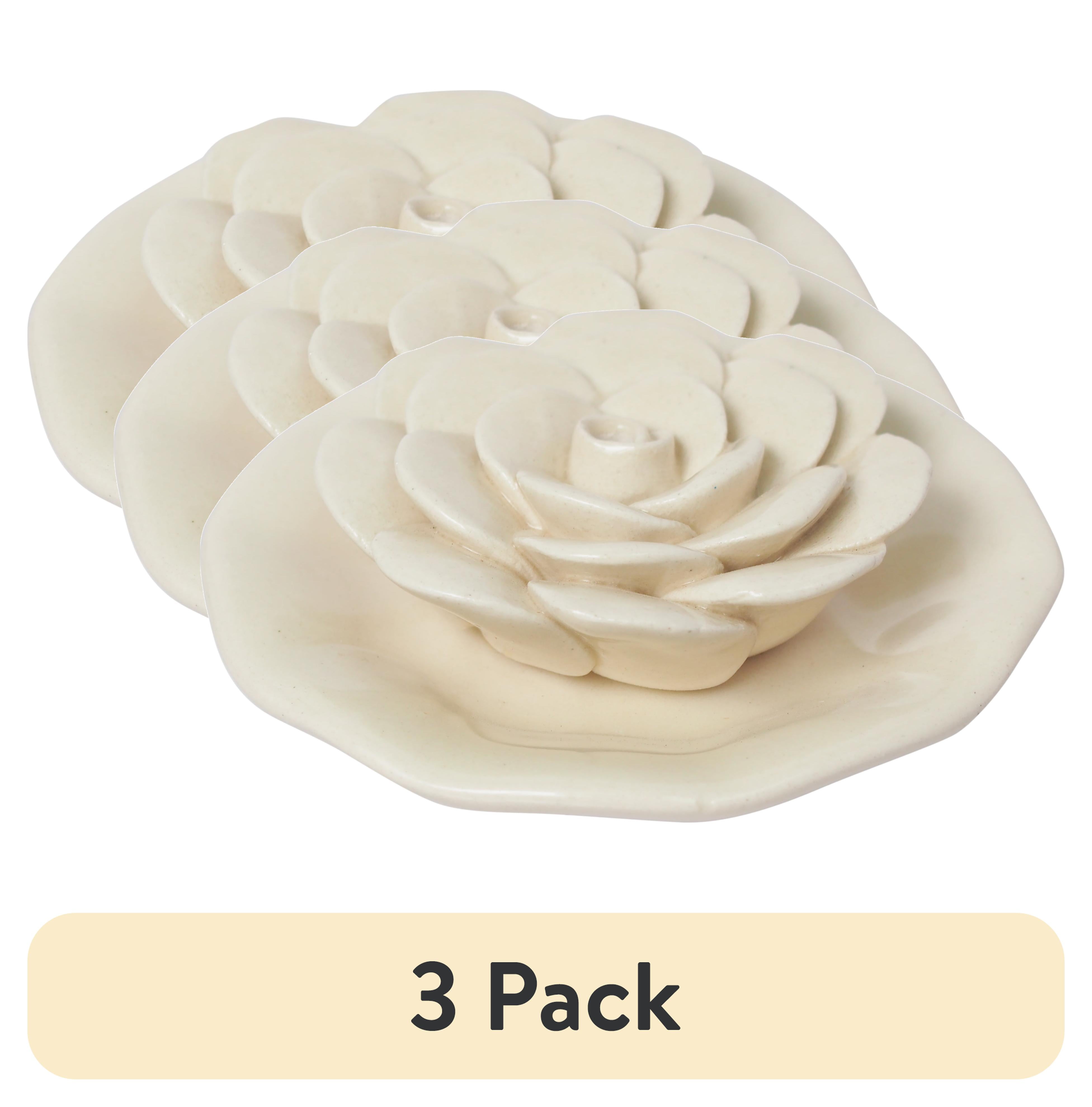 (3 pack) Better Homes & Gardens Ceramic Flower Incense Burner