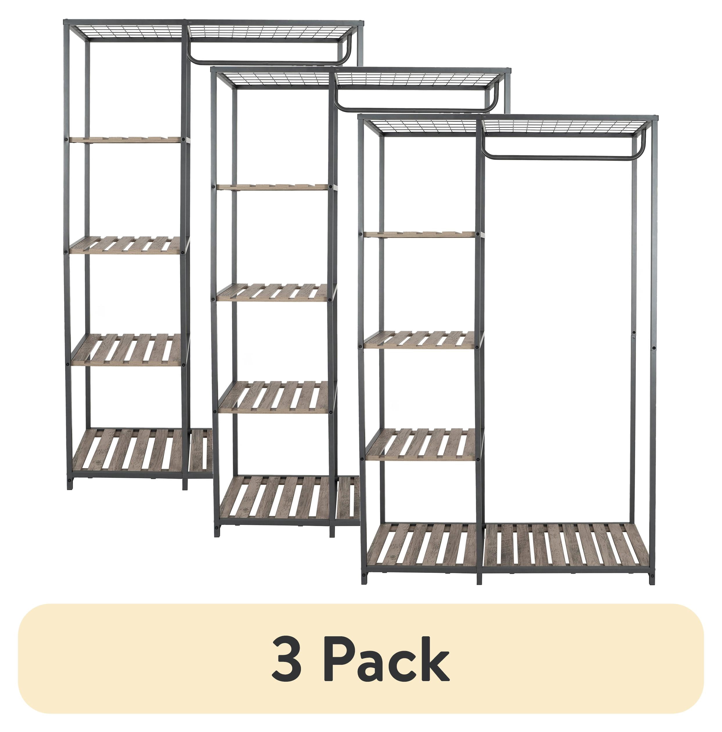 (3 pack) Better Homes & Gardens Farmhouse Gray Wood and Metal Garment Clothes Rack