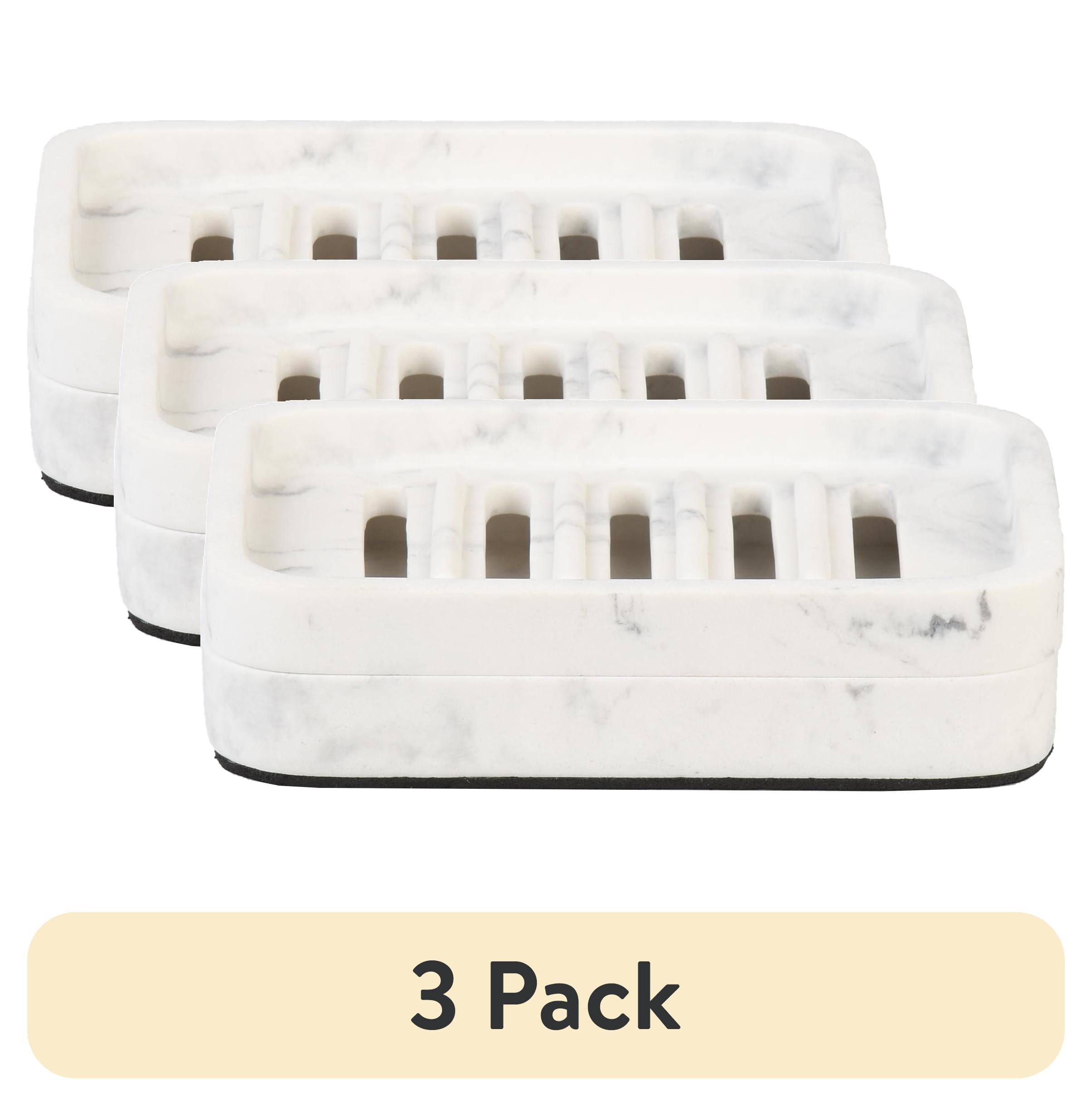 (3 pack) Better Homes & Gardens Faux Marble Soap Dish, White