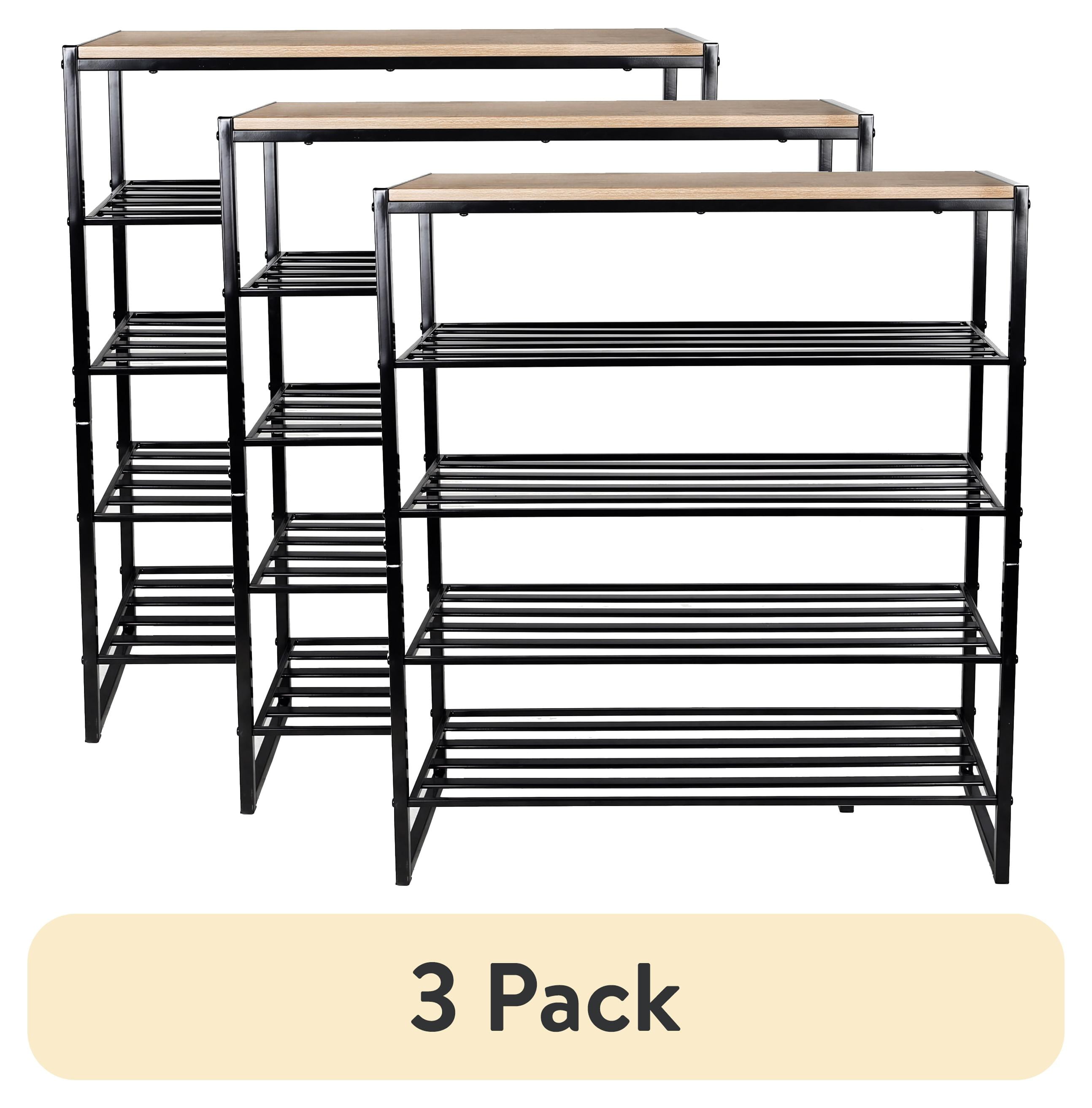 (3 pack) Better Homes & Gardens Jace 5-Tier Shoe Rack, Metal Steel, 15 Pairs of Shoes, Multi-Functional
