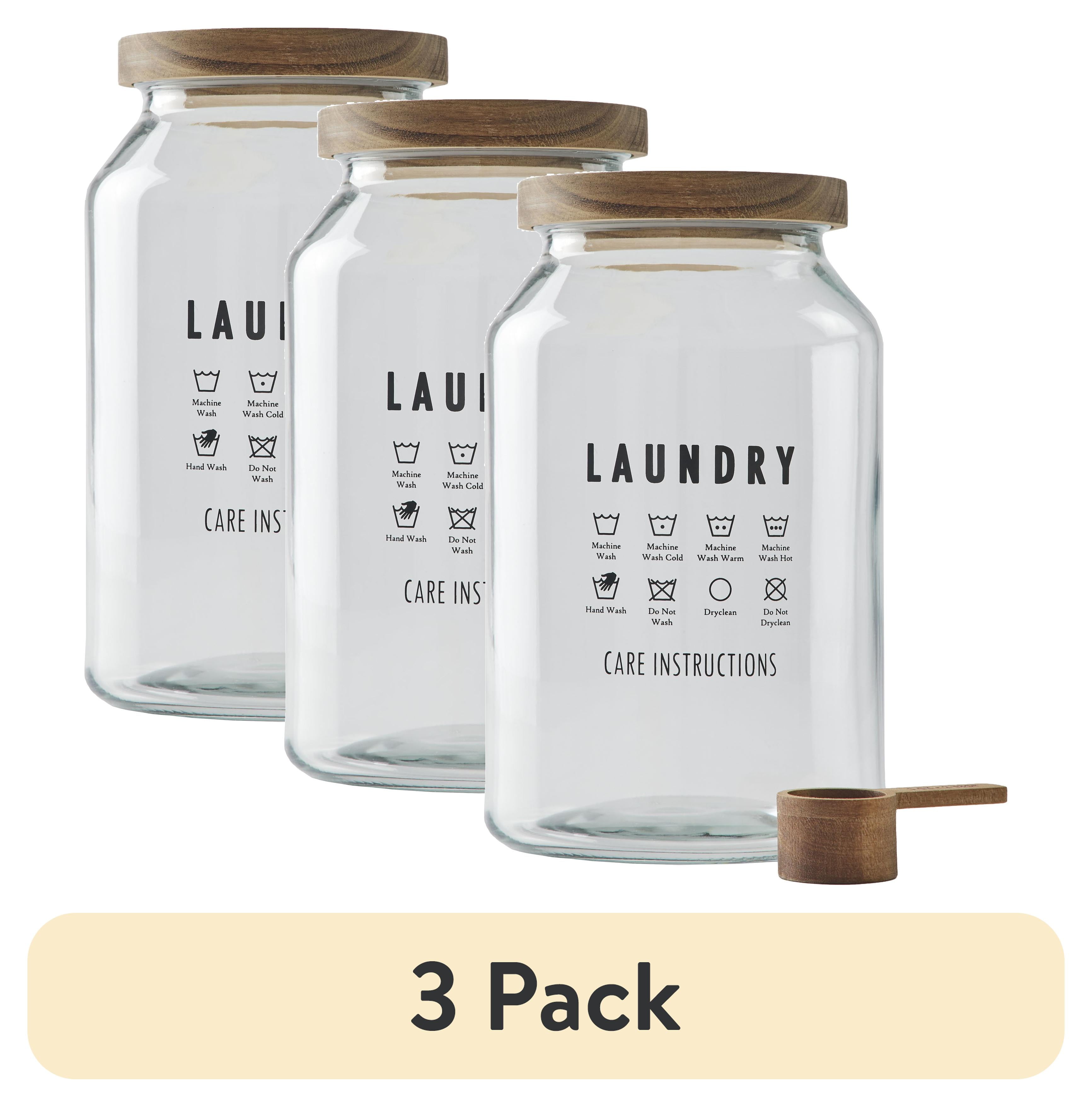 (3 pack) Better Homes & Gardens Large Glass Laundry Detergent Container with Scoop, Adult