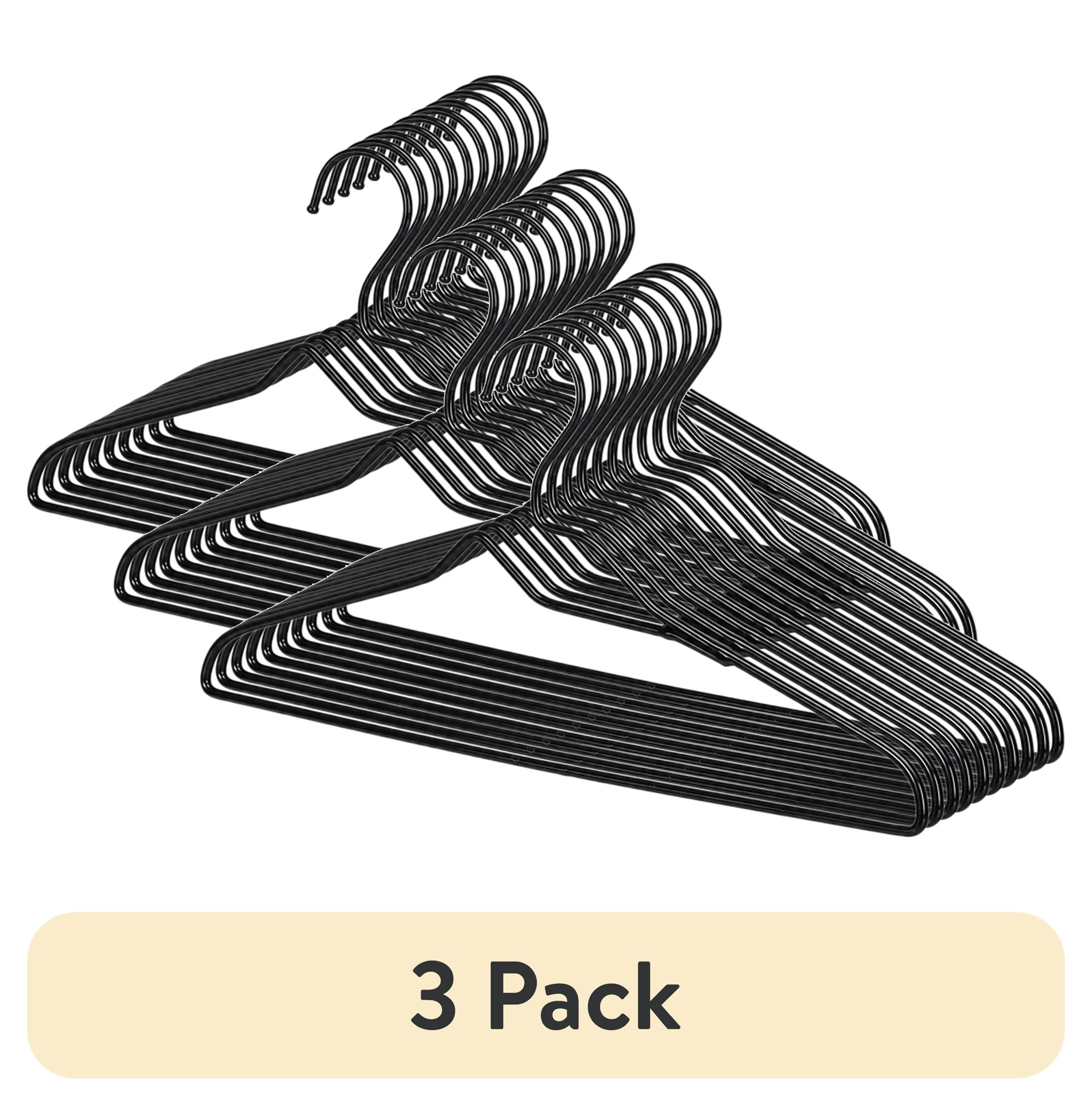 (3 pack) Better Homes & Gardens Non-Slip Clothes Adult Hangers with Chrome Hook 10 Pack, Black