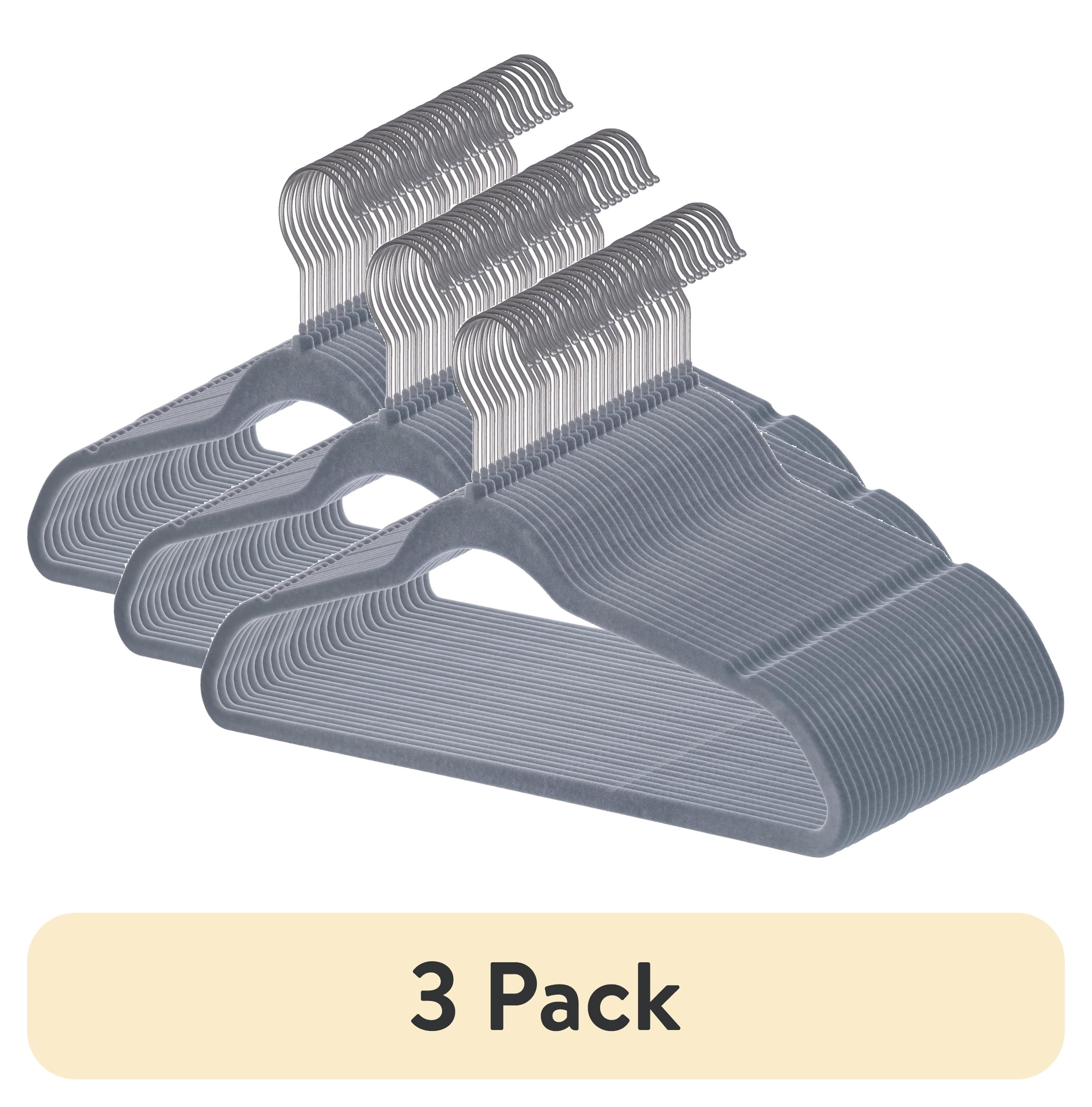 (3 pack) Better Homes & Gardens Non-Slip Gray Velvet Clothes Hangers 30-Pack