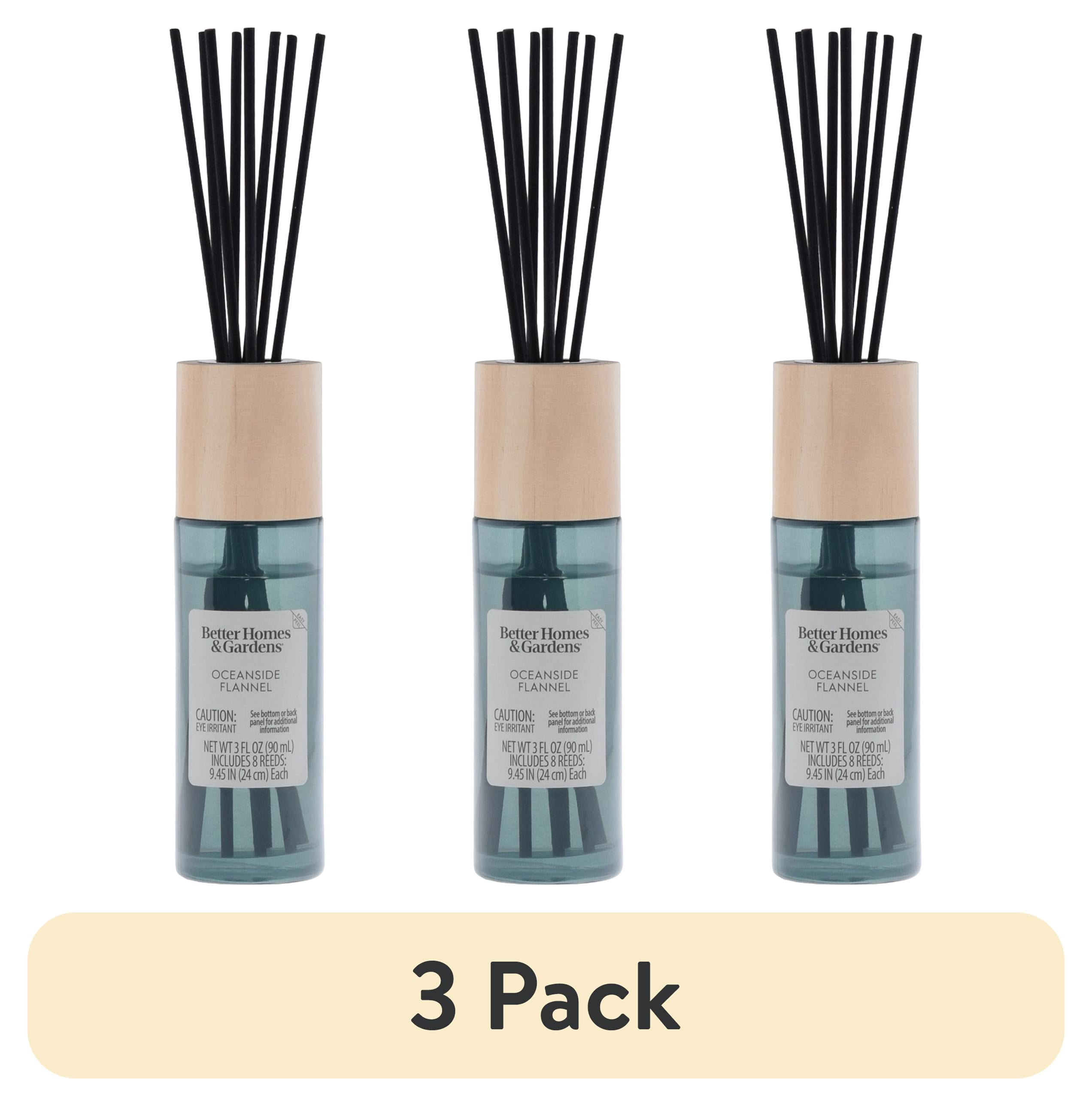 (3 pack) Better Homes and Gardens Oceanside Flannel Scented Reed Diffuser 3 Fl Oz (90mL) With 8 Synthetic Reeds.
