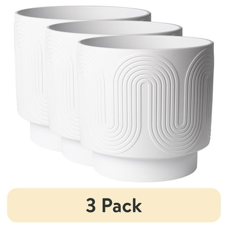 (3 pack) Better Homes & Gardens Pottery 12" Amy Ceramic Planter, White